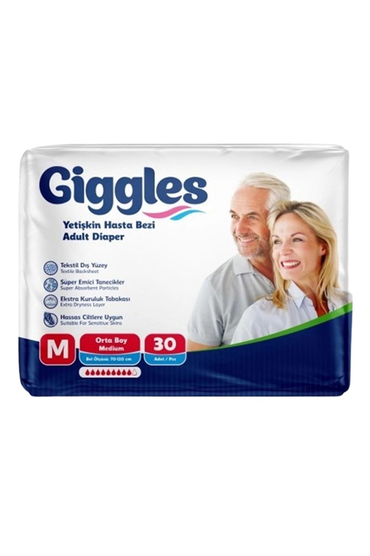 Giggles Belbantlı Yetişkin Hasta Bezi Orta Boy M Beden 30 Lu